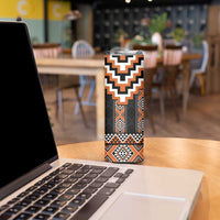 Orange Taniko Pattern Aotearoa Skinny Tumbler Niho Taniwha Mix Poutama LT14 - Polynesian Pride