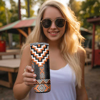 Orange Taniko Pattern Aotearoa Skinny Tumbler Niho Taniwha Mix Poutama LT14 - Polynesian Pride