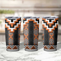 Orange Taniko Pattern Aotearoa Tumbler Cup Niho Taniwha Mix Poutama LT14