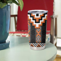 Orange Taniko Pattern Aotearoa Tumbler Cup Niho Taniwha Mix Poutama LT14