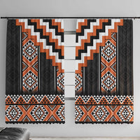 Orange Taniko Pattern Aotearoa Window Curtain Niho Taniwha Mix Poutama