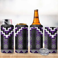 Purple Taniko Pattern Aotearoa 4 in 1 Can Cooler Tumbler Niho Taniwha Mix Poutama LT14