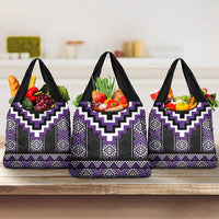 Purple Taniko Pattern Aotearoa Grocery Bag Niho Taniwha Mix Poutama
