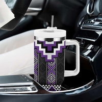 Purple Taniko Pattern Aotearoa Tumbler With Handle Niho Taniwha Mix Poutama LT14