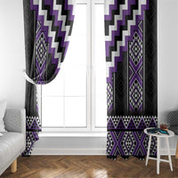 Purple Taniko Pattern Aotearoa Window Curtain Niho Taniwha Mix Poutama