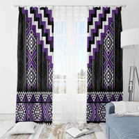 Purple Taniko Pattern Aotearoa Window Curtain Niho Taniwha Mix Poutama