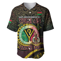 Personalised Vanuatu Baseball Jersey Yumi 46th Hapi Independens Dei - Black Version LT14 Black - Polynesian Pride