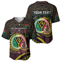Personalised Vanuatu Baseball Jersey Yumi 46th Hapi Independens Dei - Black Version LT14 - Polynesian Pride