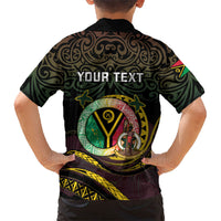 Personalised Vanuatu Family Matching Long Sleeve Bodycon Dress and Hawaiian Shirt Yumi 46th Hapi Independens Dei - Black Version LT14 - Polynesian Pride