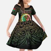 Personalised Vanuatu Family Matching Long Sleeve Bodycon Dress and Hawaiian Shirt Yumi 46th Hapi Independens Dei - Black Version LT14 Daughter's Dress Black - Polynesian Pride