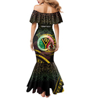 Personalised Vanuatu Family Matching Mermaid Dress and Hawaiian Shirt Yumi 46th Hapi Independens Dei - Black Version LT14 - Polynesian Pride