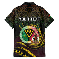 Personalised Vanuatu Family Matching Off The Shoulder Long Sleeve Dress and Hawaiian Shirt Yumi 45th Hapi Independens Dei - Black Version LT14