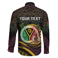 Personalised Vanuatu Family Matching Off The Shoulder Long Sleeve Dress and Hawaiian Shirt Yumi 45th Hapi Independens Dei - Black Version LT14