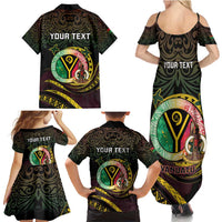 Personalised Vanuatu Family Matching Summer Maxi Dress and Hawaiian Shirt Yumi 45th Hapi Independens Dei - Black Version LT14