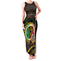 Personalised Vanuatu Family Matching Tank Maxi Dress and Hawaiian Shirt Yumi 46th Hapi Independens Dei - Black Version LT14 Mom's Dress Black - Polynesian Pride