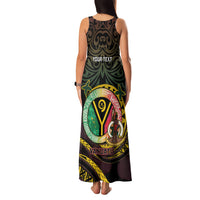 Personalised Vanuatu Family Matching Tank Maxi Dress and Hawaiian Shirt Yumi 46th Hapi Independens Dei - Black Version LT14 - Polynesian Pride
