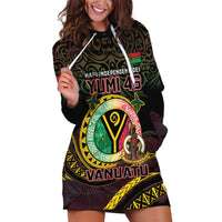 Personalised Vanuatu Hoodie Dress Yumi 46th Hapi Independens Dei - Black Version LT14 Black - Polynesian Pride