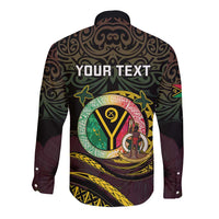 Personalised Vanuatu Long Sleeve Button Shirt Yumi 45th Hapi Independens Dei - Black Version LT14
