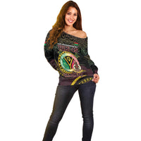 Personalised Vanuatu Off Shoulder Sweater Yumi 45th Hapi Independens Dei - Black Version LT14
