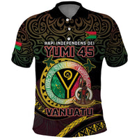 Personalised Vanuatu Polo Shirt Yumi 46th Hapi Independens Dei - Black Version LT14 Black - Polynesian Pride