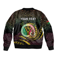 Personalised Vanuatu Sleeve Zip Bomber Jacket Yumi 46th Hapi Independens Dei - Black Version LT14 - Polynesian Pride