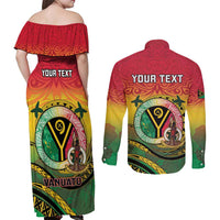 Personalised Vanuatu Couples Matching Off Shoulder Maxi Dress and Long Sleeve Button Shirt Yumi 46th Hapi Independens Dei - Reggae Version LT14 - Polynesian Pride