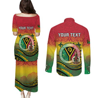 Personalised Vanuatu Couples Matching Puletasi and Long Sleeve Button Shirt Yumi 45th Hapi Independens Dei - Reggae Version LT14