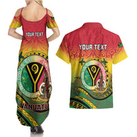 Personalised Vanuatu Couples Matching Summer Maxi Dress and Hawaiian Shirt Yumi 45th Hapi Independens Dei - Reggae Version LT14