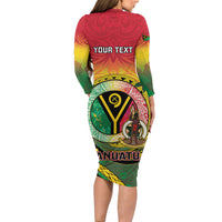 Personalised Vanuatu Family Matching Long Sleeve Bodycon Dress and Hawaiian Shirt Yumi 45th Hapi Independens Dei - Reggae Version LT14