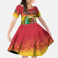 Personalised Vanuatu Family Matching Off The Shoulder Long Sleeve Dress and Hawaiian Shirt Yumi 46th Hapi Independens Dei - Reggae Version LT14 Daughter's Dress Reggae - Polynesian Pride