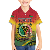 Personalised Vanuatu Family Matching Off The Shoulder Long Sleeve Dress and Hawaiian Shirt Yumi 46th Hapi Independens Dei - Reggae Version LT14 Son's Shirt Reggae - Polynesian Pride