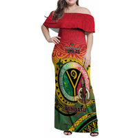 Personalised Vanuatu Family Matching Off Shoulder Maxi Dress and Hawaiian Shirt Yumi 46th Hapi Independens Dei - Reggae Version LT14 Mom's Dress Reggae - Polynesian Pride