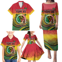 Personalised Vanuatu Family Matching Puletasi and Hawaiian Shirt Yumi 46th Hapi Independens Dei - Reggae Version LT14 - Polynesian Pride