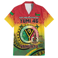 Personalised Vanuatu Family Matching Short Sleeve Bodycon Dress and Hawaiian Shirt Yumi 46th Hapi Independens Dei - Reggae Version LT14 Dad's Shirt - Short Sleeve Reggae - Polynesian Pride