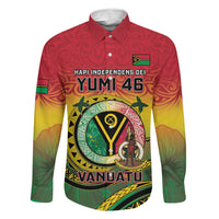 Personalised Vanuatu Family Matching Short Sleeve Bodycon Dress and Hawaiian Shirt Yumi 46th Hapi Independens Dei - Reggae Version LT14 Dad's Shirt - Long Sleeve Reggae - Polynesian Pride
