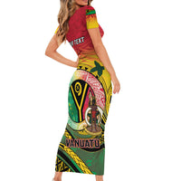 Personalised Vanuatu Family Matching Short Sleeve Bodycon Dress and Hawaiian Shirt Yumi 46th Hapi Independens Dei - Reggae Version LT14 - Polynesian Pride