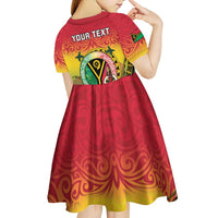 Personalised Vanuatu Kid Short Sleeve Dress Yumi 46th Hapi Independens Dei - Reggae Version LT14 - Polynesian Pride