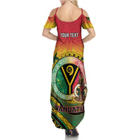 Personalised Vanuatu Summer Maxi Dress Yumi 46th Hapi Independens Dei - Reggae Version LT14 - Polynesian Pride