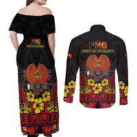 Papua New Guinea Independence Day Couples Matching Off Shoulder Maxi Dress and Long Sleeve Button Shirt PNG Bird of Paradise 50th Anniversary LT14