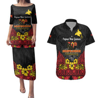 Papua New Guinea Independence Day Couples Matching Puletasi and Hawaiian Shirt PNG Bird of Paradise 50th Anniversary LT14