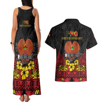 Papua New Guinea Independence Day Couples Matching Tank Maxi Dress and Hawaiian Shirt PNG Bird of Paradise 50th Anniversary LT14
