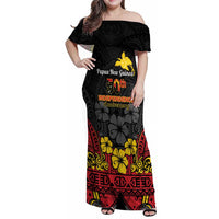 Papua New Guinea Independence Day Family Matching Off Shoulder Maxi Dress and Hawaiian Shirt PNG Bird of Paradise 50th Anniversary LT14