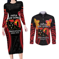 Papua New Guinea Independence Day Couples Matching Long Sleeve Bodycon Dress and Long Sleeve Button Shirt PNG Since 1975 LT14
