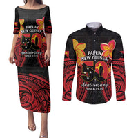 Papua New Guinea Independence Day Couples Matching Puletasi and Long Sleeve Button Shirt PNG Since 1975 LT14