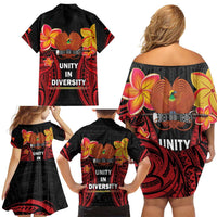 Papua New Guinea Independence Day Family Matching Off Shoulder Short Dress and Hawaiian Shirt PNG Since 1975 LT14