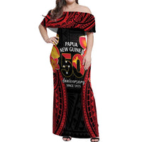 Papua New Guinea Independence Day Off Shoulder Maxi Dress PNG Since 1975 LT14