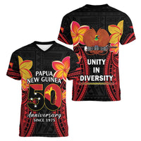Papua New Guinea Independence Day Women V-Neck T-Shirt PNG Since 1975 LT14
