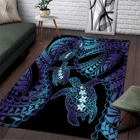 Polynesia Sea Turtle Day Area Rug Tribal Honu Plumeria Polynesian Pattern