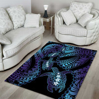 Polynesia Sea Turtle Day Area Rug Tribal Honu Plumeria Polynesian Pattern