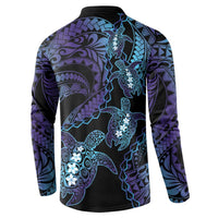 Polynesia Sea Turtle Day Button Sweatshirt Tribal Honu Plumeria Polynesian Pattern